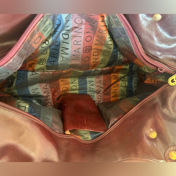 MARINO ORLANDI VINTAGE ITALIAN LEATHER SHOULDER BAG IN BURGUNDY SHADS - Picture 11 of 16